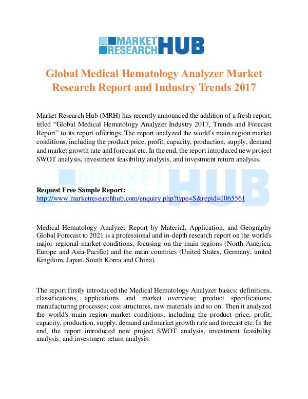 Market Research Report Medical Hematology Analyzer Market Research Report