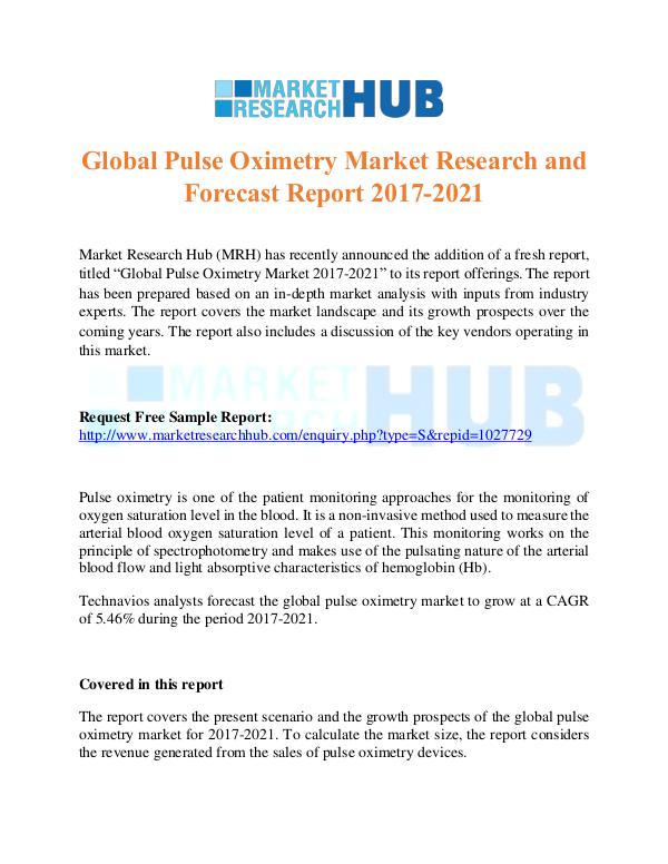 Market Research Report Global Pulse Oximetry Market Research Report