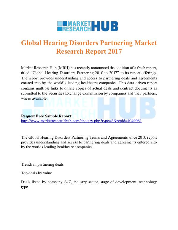 Market Research Report Hearing Disorders Partnering Market Research Repor