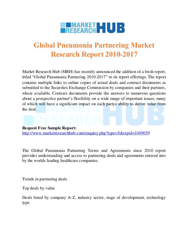 Market Research Report Pneumonia Partnering Market Research Report 2017