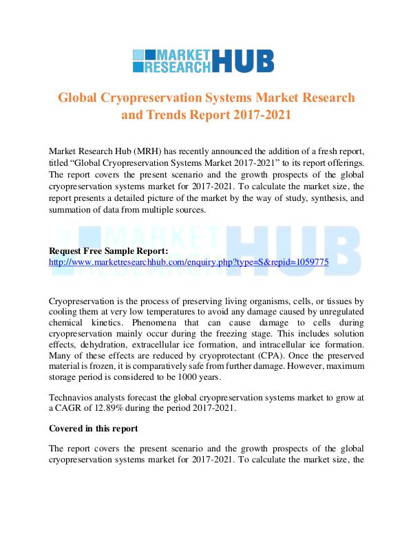 Market Research Report Cryopreservation Systems Market Research and Trend