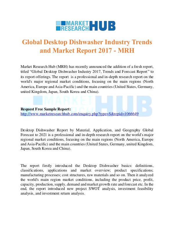 Market Research Report Global Desktop Dishwasher Industry Trends Report