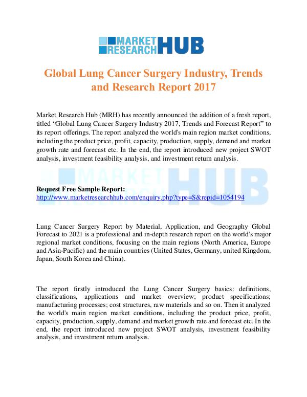 Market Research Report Global Lung Cancer Surgery Industry, Trends Report