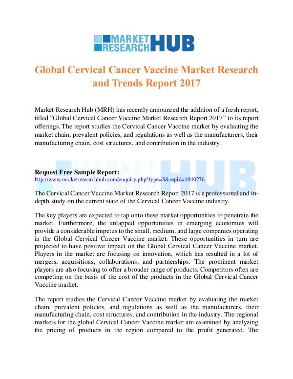Market Research Report Global Cervical Cancer Vaccine Market Report 2017