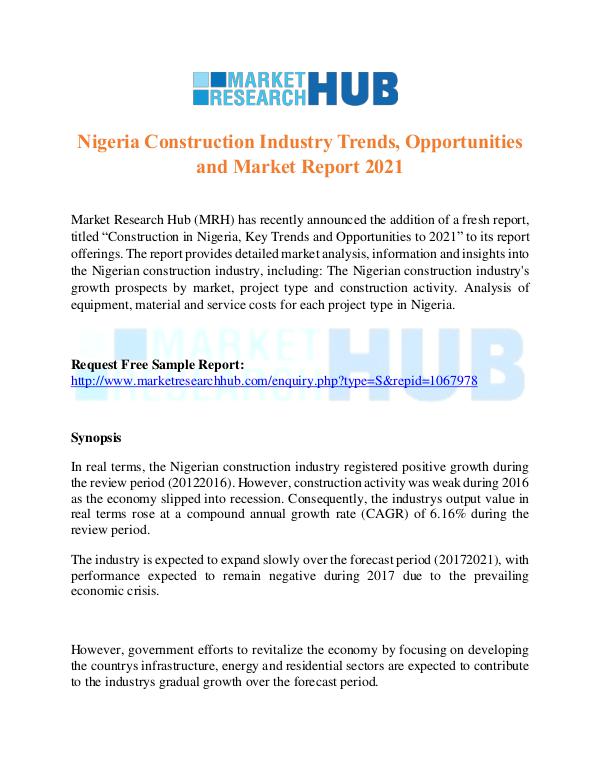 Market Research Report Nigeria Construction Industry Trends Report 2017