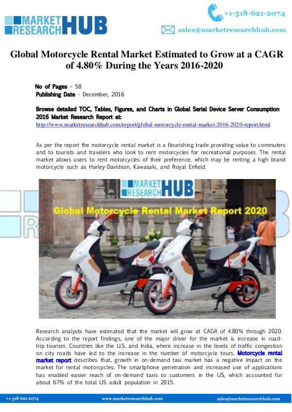 Market Research Report Global Motorcycle Rental Market Report