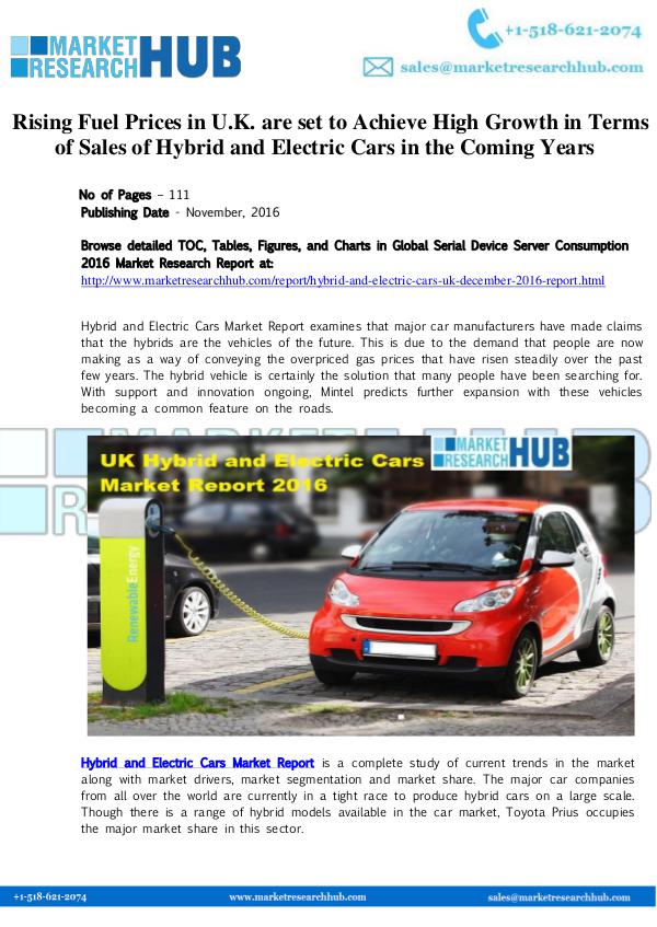 Market Research Report Hybrid and Electric Cars Market Report