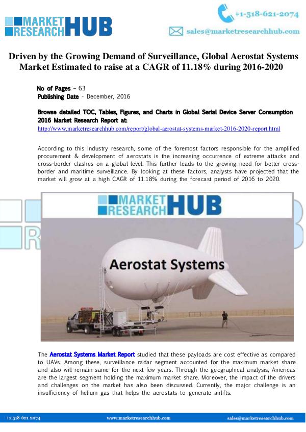 Global Aerostat Systems Market Report 2020