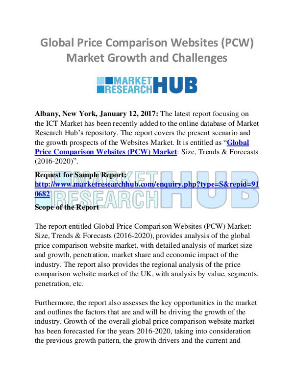 Market Research Report Global Price Comparison Websites (PCW) Market