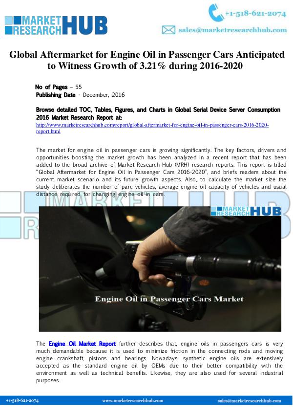 Market Research Report Engine Oil in Passenger Cars Market Research Repor