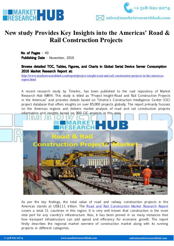Market Research Report America’s Road & Rail Construction Projects