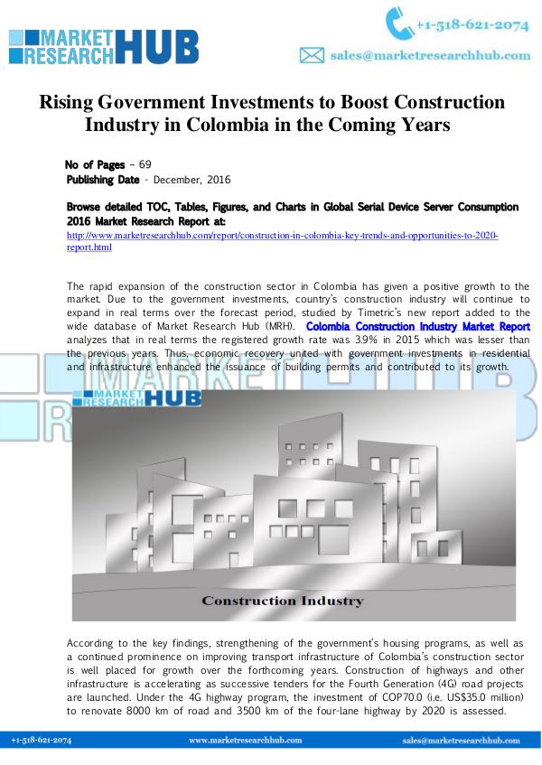 Colombia’s Construction Market Research Report2017