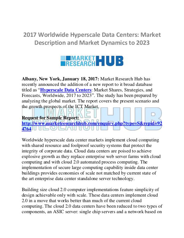 Market Research Report Worldwide Hyperscale Data Centers Market Report