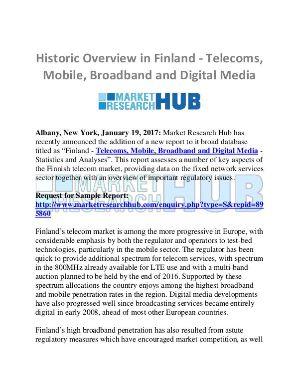 Finland Telecoms, Mobile, Broadband Report