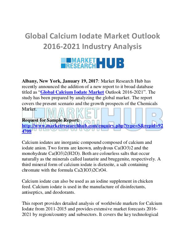 Market Research Report Global Calcium Iodate Market Trend Report