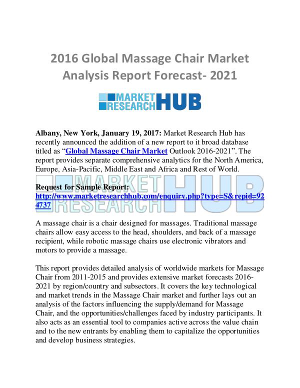 Market Research Report Global Massage Chair Market Analysis Report
