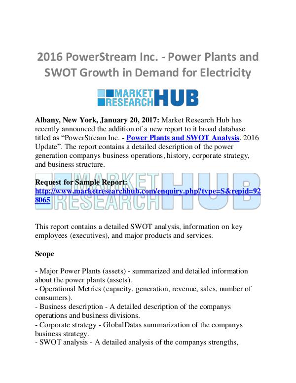PowerStream Inc. - Power Plants and SWOT Growth