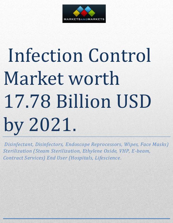 The global infection control market is estimated to grow at a CAGR of 1