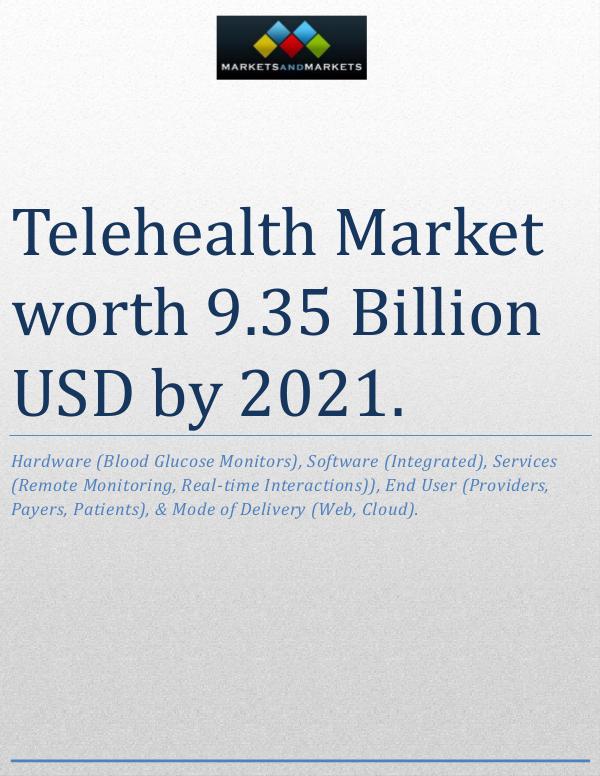 Telehealth Market worth 9.35 Billion USD by 2021 1