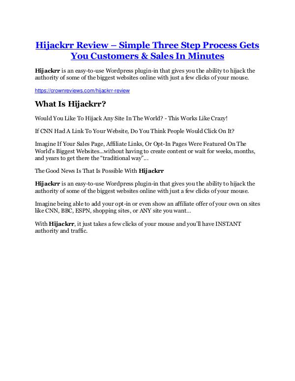Marketing Hijackrr Review - SECRET of Hijackrr