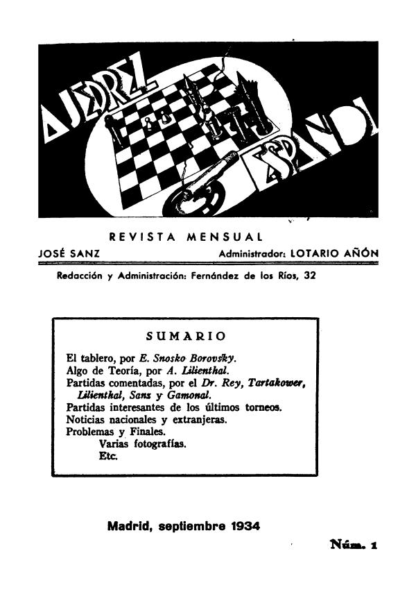 Ajedrez Español Setiembre 1934