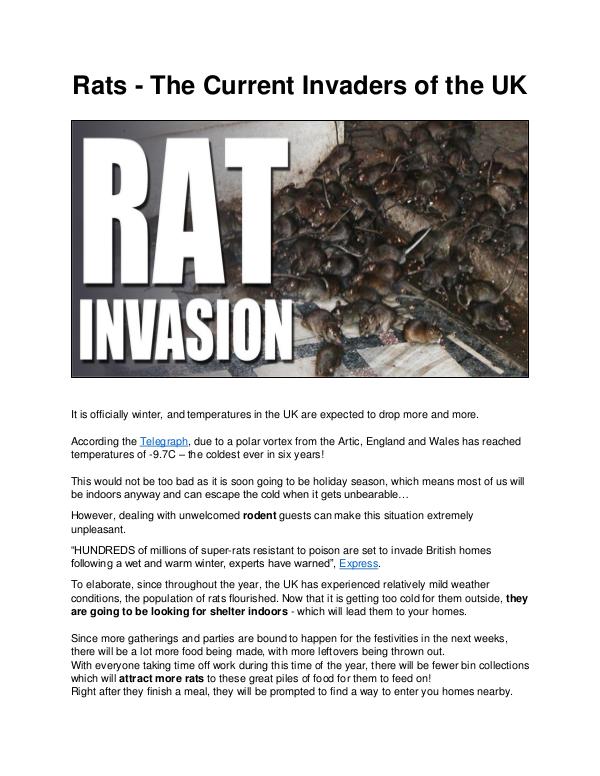Rats - The Current Invaders of the UK Rats - the current invaders of UK