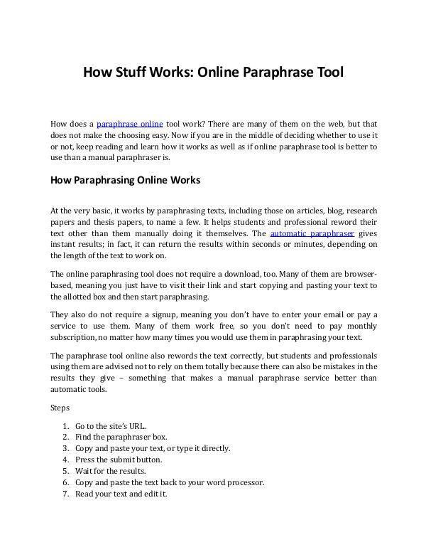 How Does an Online Paraphrase Tool Work? How Does an Online Paraphrase Tool Work?