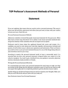 An Idea on How Professor’s Assess Your Personal Statement