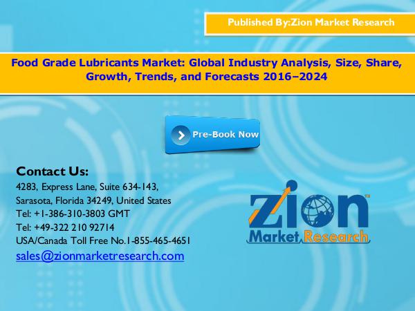 Zion Market Research Food Grade Lubricants Market, 2016 – 2024