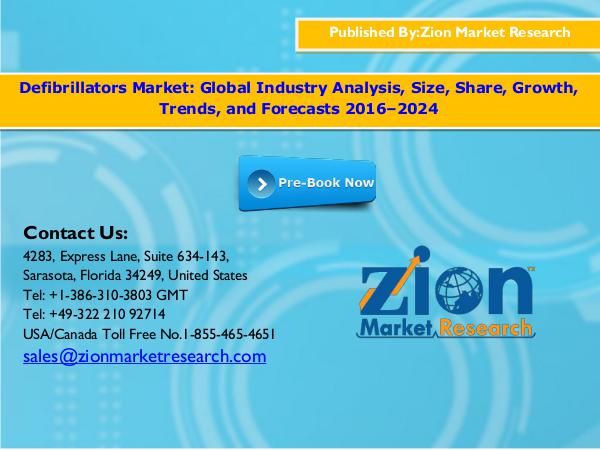 Zion Market Research Defibrillators Market, 2016–2024