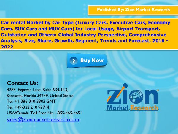 Zion Market Research Car Rental Market, 2016 – 2022