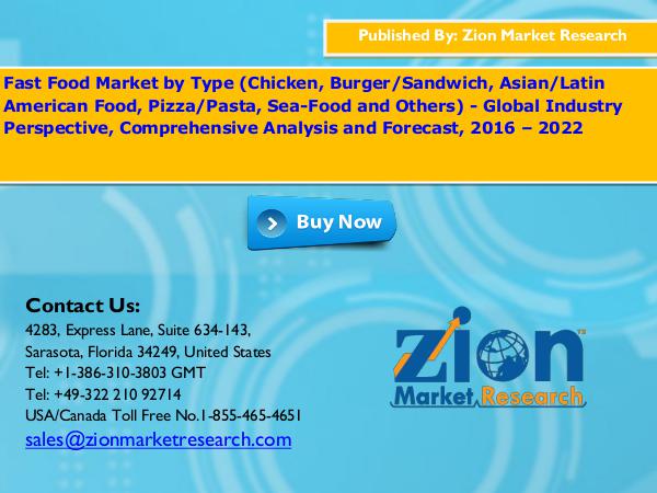 Zion Market Research Fast Food Market, 2016 – 2022