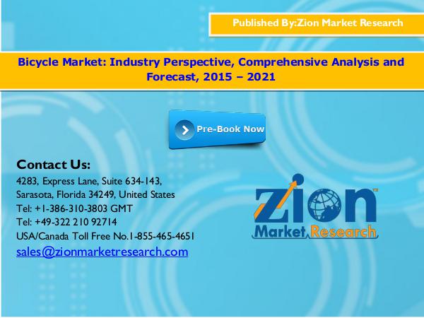 Zion Market Research Global Bicycle Market, 2015–2021