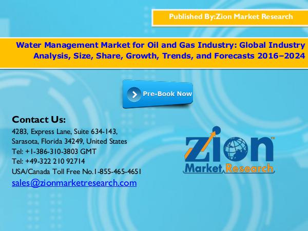 Zion Market Research Water management market, 2016 - 2024