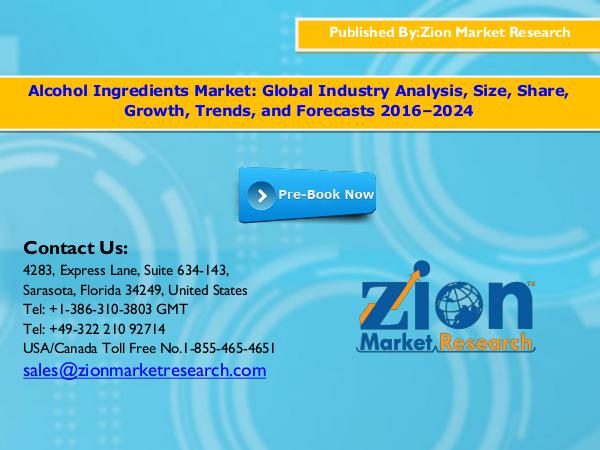 Zion Market Research Alcohol Ingredients Market, 2016–2024