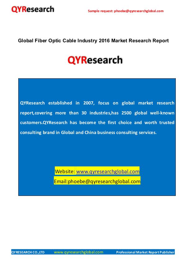 Global Fiber Optic Cable Industry 2016 Market Rese