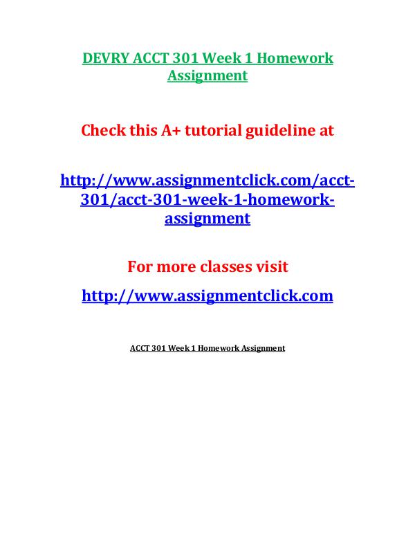 DEVRY ACCT 301 Week 1 Homework Assignment