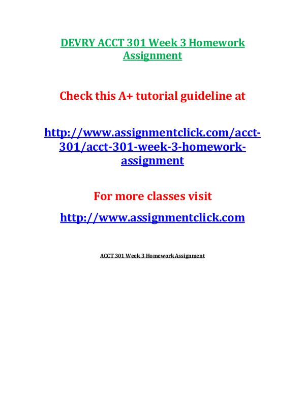 DEVRY ACCT 301 Week 3 Homework Assignment