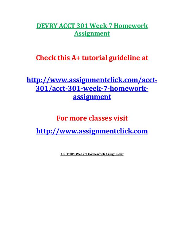 DEVRY ACCT 301 Week 7 Homework Assignment