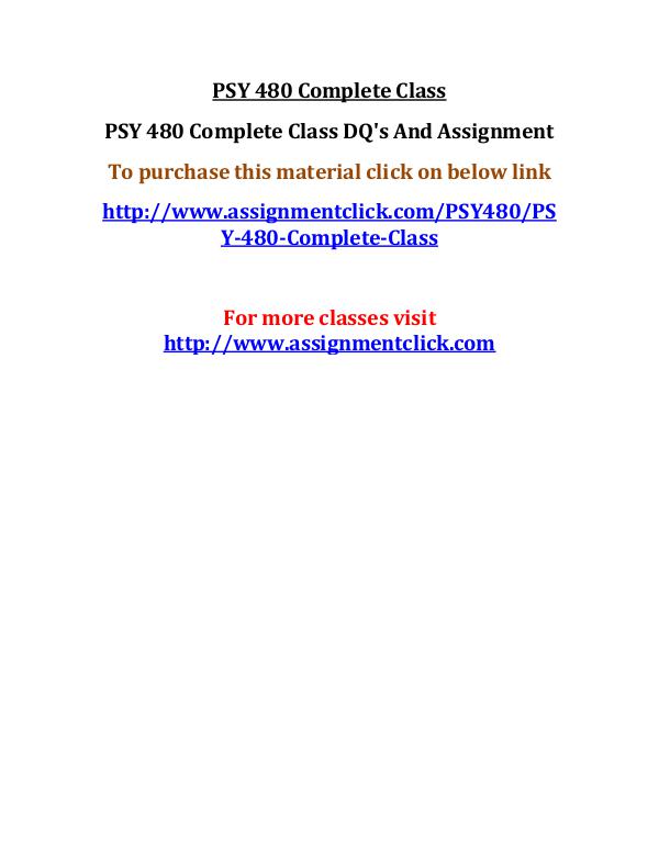 uop psy 480 entire course UOP PSY 480 Complete Class