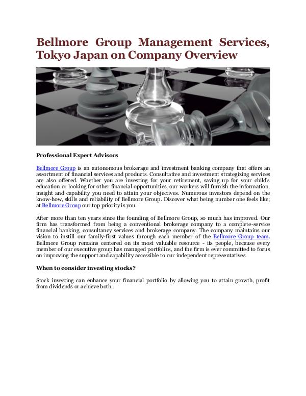 Bellmore Group Management Services, Tokyo Japan Company Overview