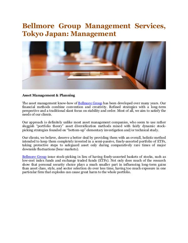 Bellmore Group Management Services, Tokyo Japan Management