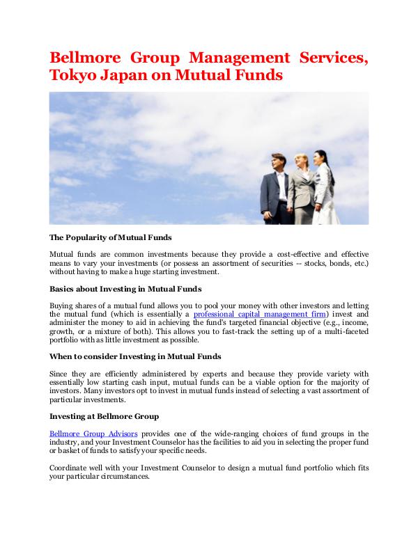 Bellmore Group Management Services, Tokyo Japan Mutual Funds