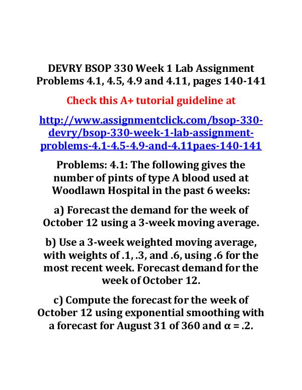 DEVRY BSOP 330 Week 1 Lab Assignment Problems 4