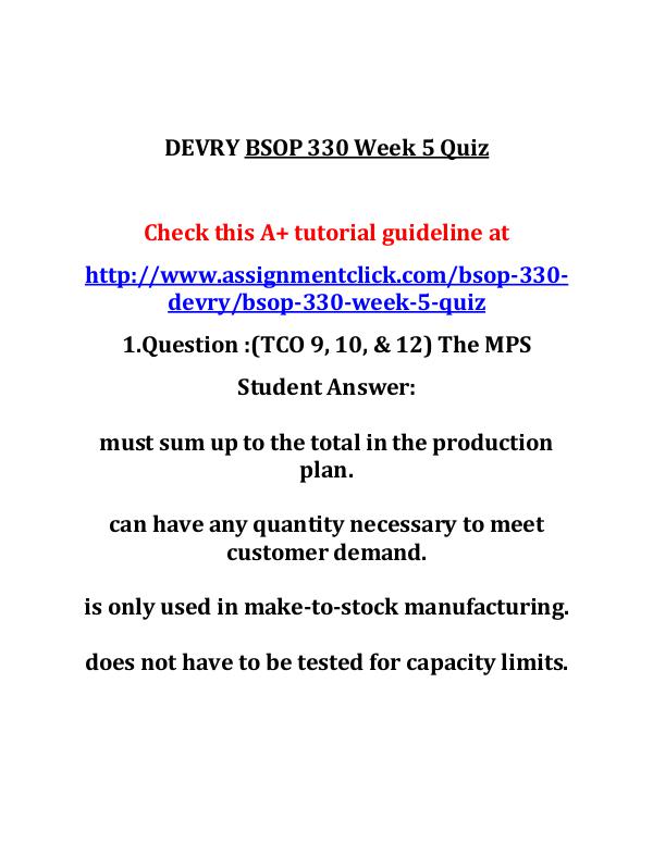 DEVRY BSOP 330 Week 5 Quiz