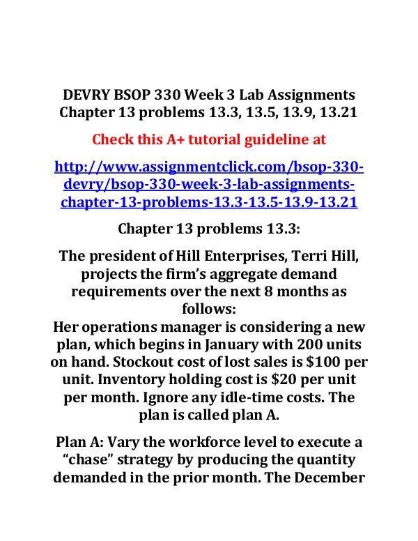 DEVRY BSOP 330 Entire Course DEVRY BSOP 330 Week 3 Lab Assignments Chapter 13 p