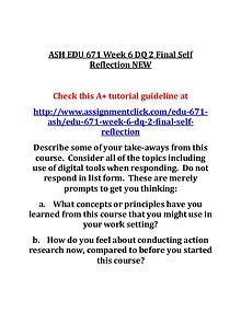 ASH EDU 671 Entire Course
