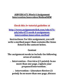 ASH EDU 671 Entire Course