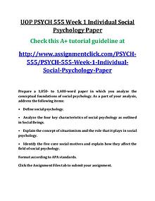 UOP PSYCH 555 Entire Course