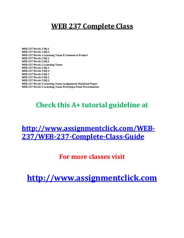 UOP WEB 237 Complete Class